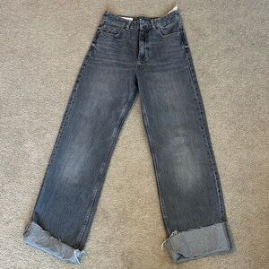 Stylish Gray Wide-Leg Jeans